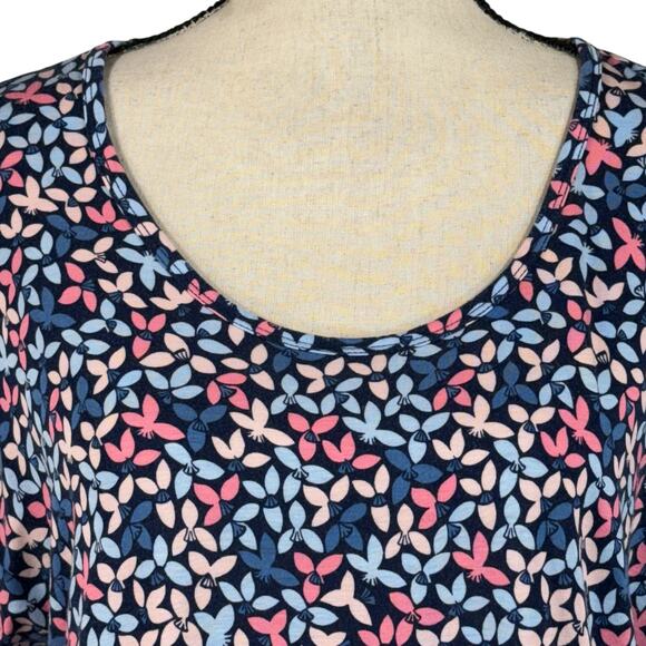 Lands’ End Medium (10-12) Top Floral Short Dolman Sleeves Stretch Scoop Neck - Picture 2 of 9